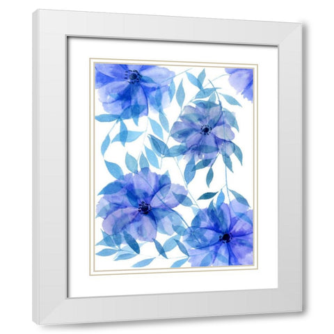 Midnight Flowers II White Modern Wood Framed Art Print with Double Matting by Wang, Melissa