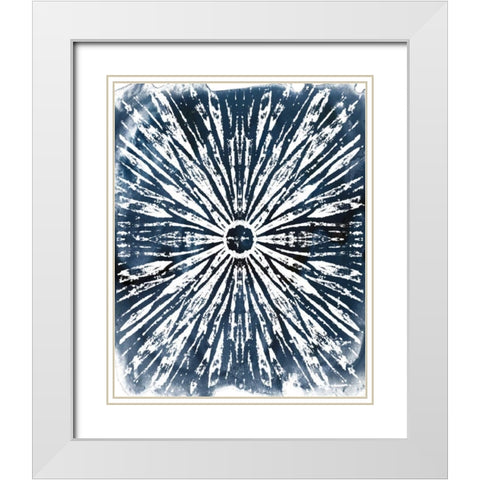 Indigo Ink Motif I White Modern Wood Framed Art Print with Double Matting by Vess, June Erica