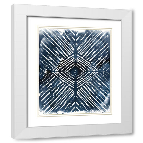 Indigo Ink Motif IV White Modern Wood Framed Art Print with Double Matting by Vess, June Erica