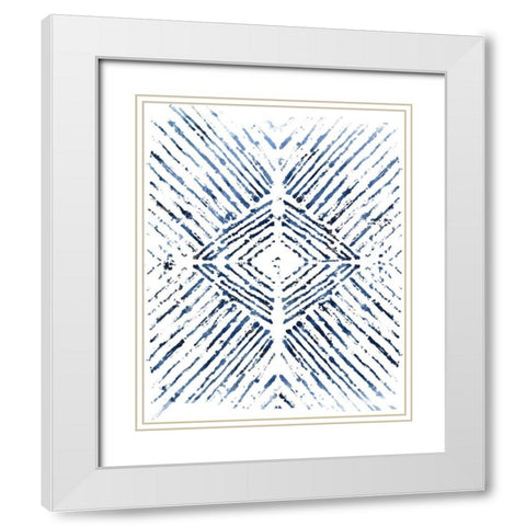 Indigo Ink Motif VI White Modern Wood Framed Art Print with Double Matting by Vess, June Erica
