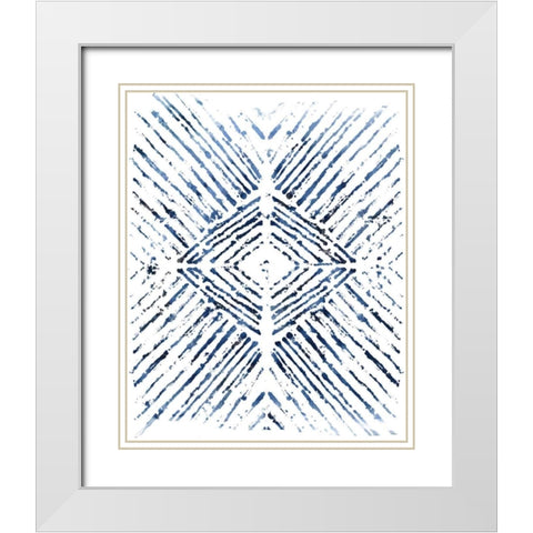 Indigo Ink Motif VI White Modern Wood Framed Art Print with Double Matting by Vess, June Erica