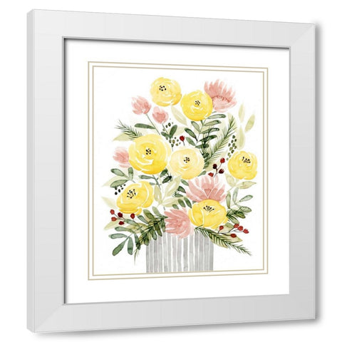 Blush Bouquet I White Modern Wood Framed Art Print with Double Matting by Popp, Grace