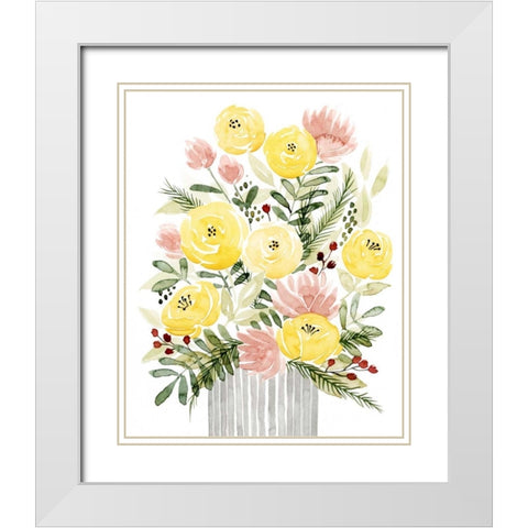 Blush Bouquet I White Modern Wood Framed Art Print with Double Matting by Popp, Grace