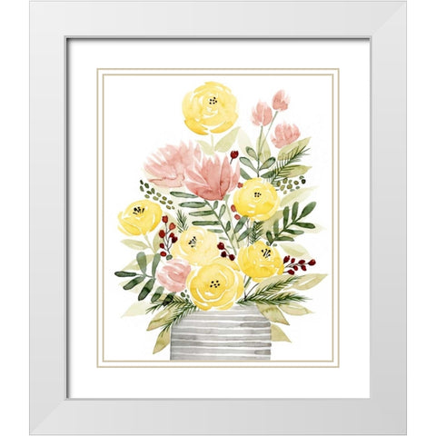 Blush Bouquet II White Modern Wood Framed Art Print with Double Matting by Popp, Grace
