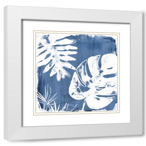 Tropical Indigo Impressions IV White Modern Wood Framed Art Print with Double Matting by Vess, June Erica