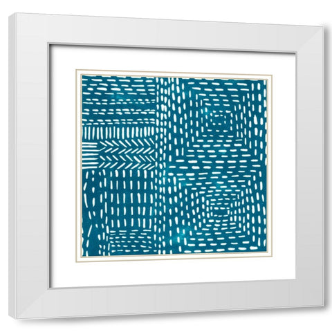 Sashiko Stitches I White Modern Wood Framed Art Print with Double Matting by Zarris, Chariklia