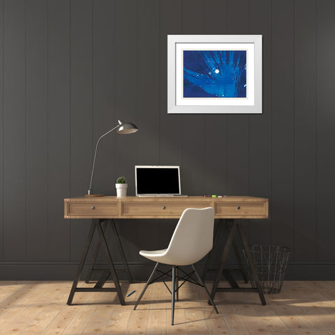 Indigo Burst I White Modern Wood Framed Art Print with Double Matting by Moore, Regina