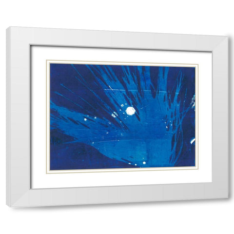 Indigo Burst I White Modern Wood Framed Art Print with Double Matting by Moore, Regina