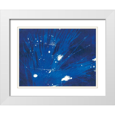Indigo Burst II White Modern Wood Framed Art Print with Double Matting by Moore, Regina