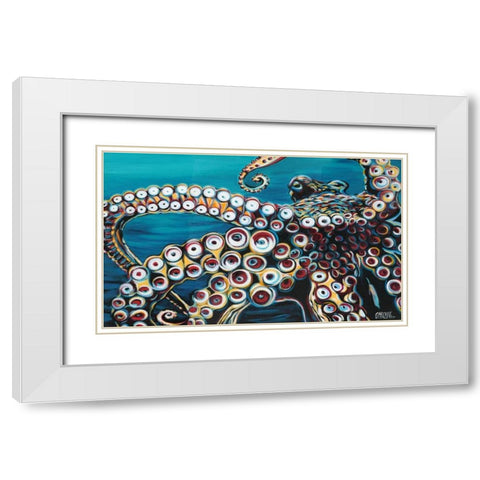 Wild Octopus I White Modern Wood Framed Art Print with Double Matting by Vitaletti, Carolee