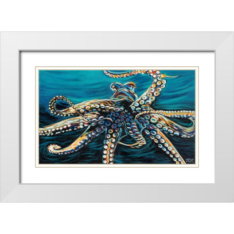 Wild Octopus II White Modern Wood Framed Art Print with Double Matting by Vitaletti, Carolee