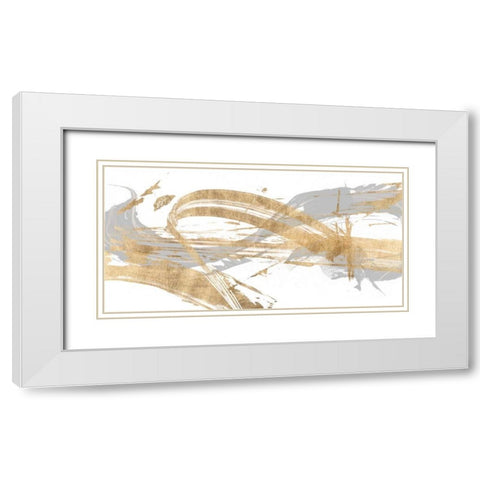Gold and Grey I White Modern Wood Framed Art Print with Double Matting by Studio W