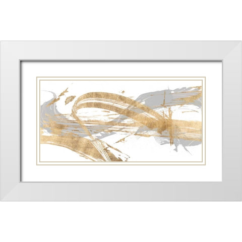 Gold and Grey I White Modern Wood Framed Art Print with Double Matting by Studio W