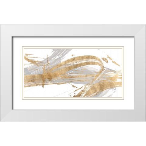 Gold and Grey II White Modern Wood Framed Art Print with Double Matting by Studio W