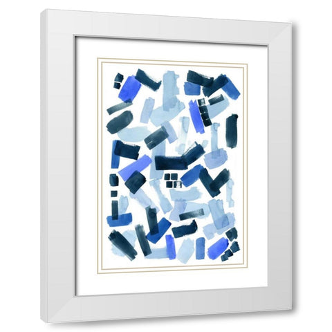 Cerulean Strokes I White Modern Wood Framed Art Print with Double Matting by Popp, Grace