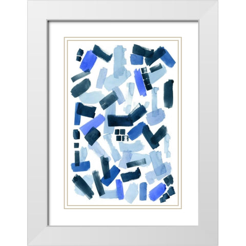 Cerulean Strokes I White Modern Wood Framed Art Print with Double Matting by Popp, Grace