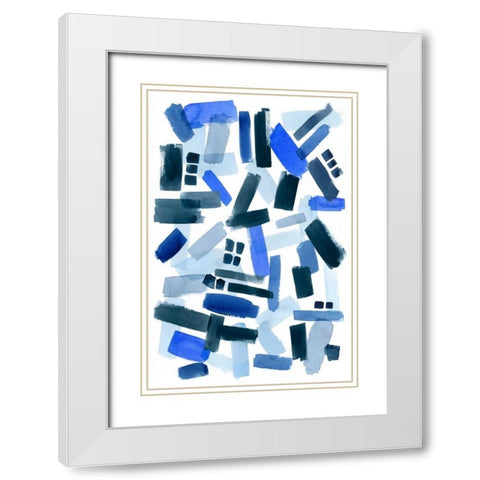 Cerulean Strokes II White Modern Wood Framed Art Print with Double Matting by Popp, Grace