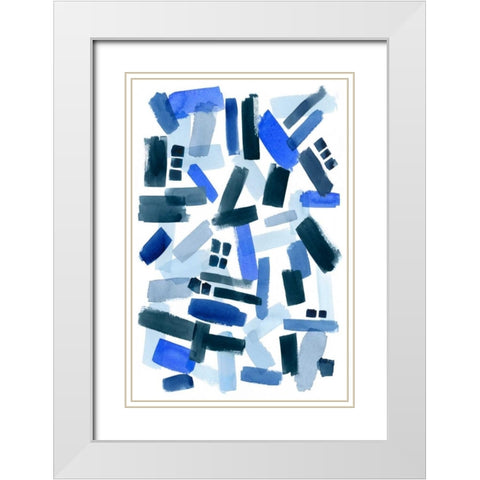 Cerulean Strokes II White Modern Wood Framed Art Print with Double Matting by Popp, Grace