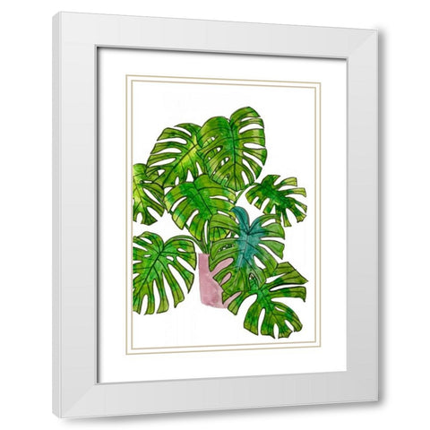 Potted Jungle I White Modern Wood Framed Art Print with Double Matting by Wang, Melissa