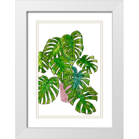 Potted Jungle I White Modern Wood Framed Art Print with Double Matting by Wang, Melissa