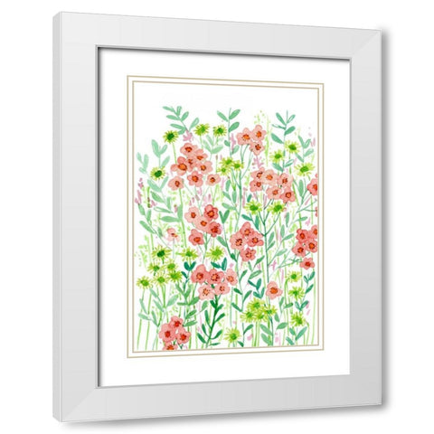 Wall Flowers I White Modern Wood Framed Art Print with Double Matting by Wang, Melissa