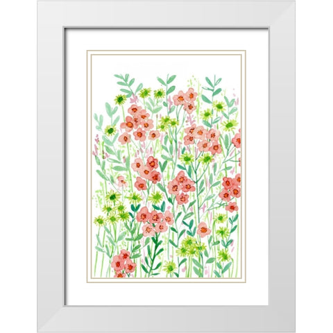 Wall Flowers I White Modern Wood Framed Art Print with Double Matting by Wang, Melissa