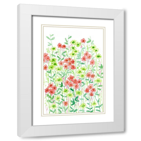 Wall Flowers II White Modern Wood Framed Art Print with Double Matting by Wang, Melissa