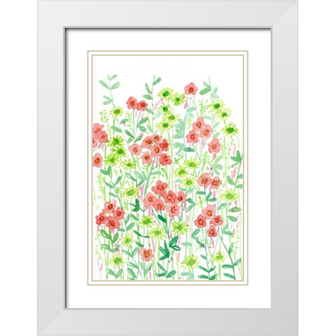 Wall Flowers II White Modern Wood Framed Art Print with Double Matting by Wang, Melissa