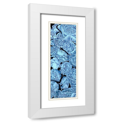 Blue Peonies I White Modern Wood Framed Art Print with Double Matting by Wang, Melissa