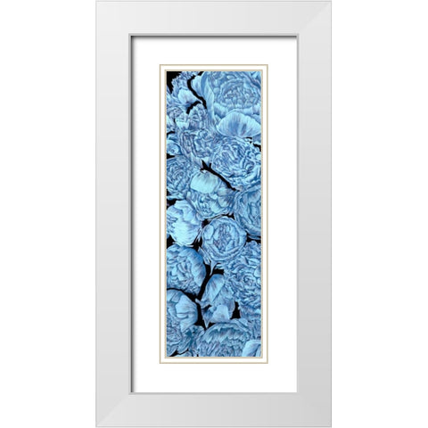 Blue Peonies I White Modern Wood Framed Art Print with Double Matting by Wang, Melissa