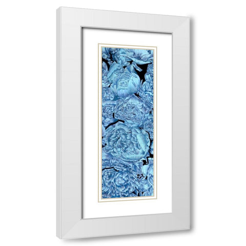 Blue Peonies II White Modern Wood Framed Art Print with Double Matting by Wang, Melissa