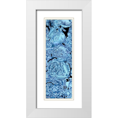 Blue Peonies II White Modern Wood Framed Art Print with Double Matting by Wang, Melissa