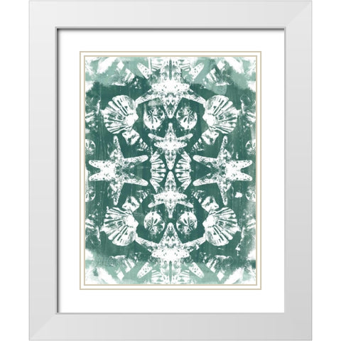 Sea Green Kaleidoscope I White Modern Wood Framed Art Print with Double Matting by Vess, June Erica