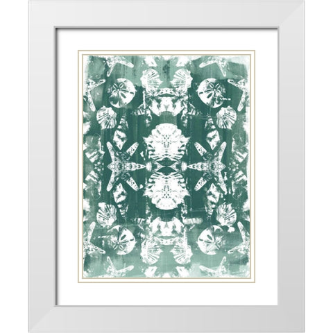 Sea Green Kaleidoscope II White Modern Wood Framed Art Print with Double Matting by Vess, June Erica