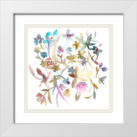Concord Florals I White Modern Wood Framed Art Print with Double Matting by Zarris, Chariklia