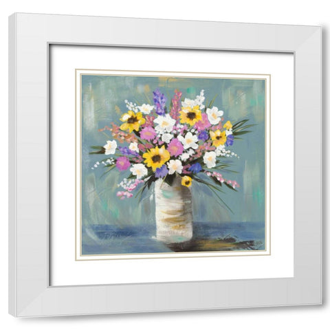 Mixed Pastel Bouquet I White Modern Wood Framed Art Print with Double Matting by Reynolds, Jade