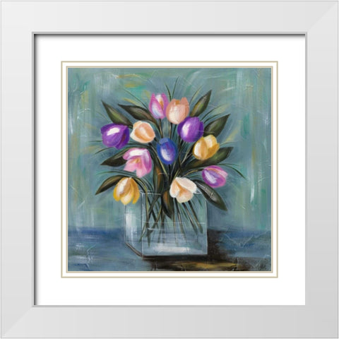 Mixed Pastel Bouquet II White Modern Wood Framed Art Print with Double Matting by Reynolds, Jade