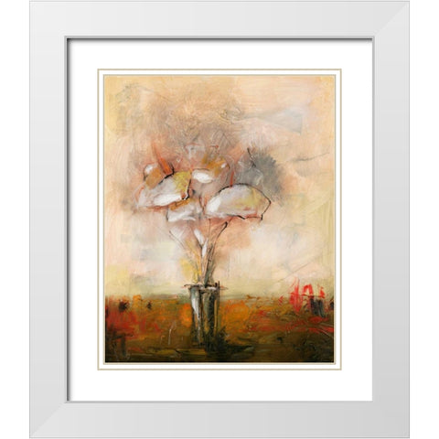 Vivo Floral 7 White Modern Wood Framed Art Print with Double Matting by Dag, Inc.