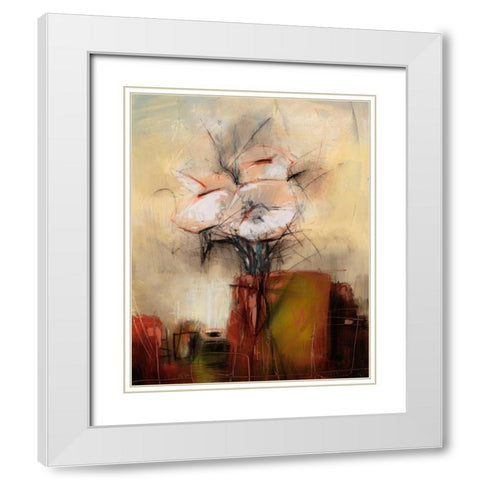 Vivo Floral 11 White Modern Wood Framed Art Print with Double Matting by Dag, Inc.
