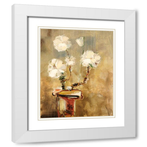 Vivo Floral 15 White Modern Wood Framed Art Print with Double Matting by Dag, Inc.