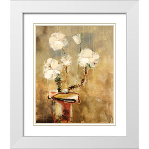Vivo Floral 15 White Modern Wood Framed Art Print with Double Matting by Dag, Inc.