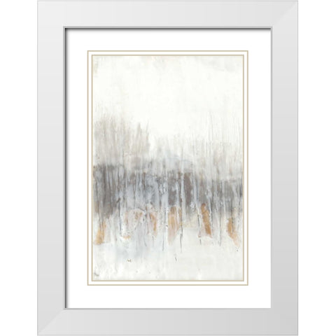 Neutral Wave I White Modern Wood Framed Art Print with Double Matting by Goldberger, Jennifer