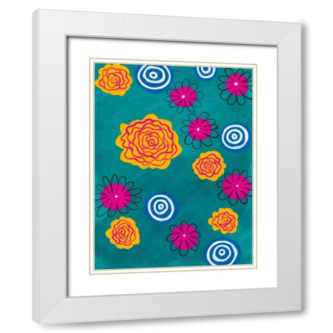 Flower Pop I White Modern Wood Framed Art Print with Double Matting by Moore, Regina