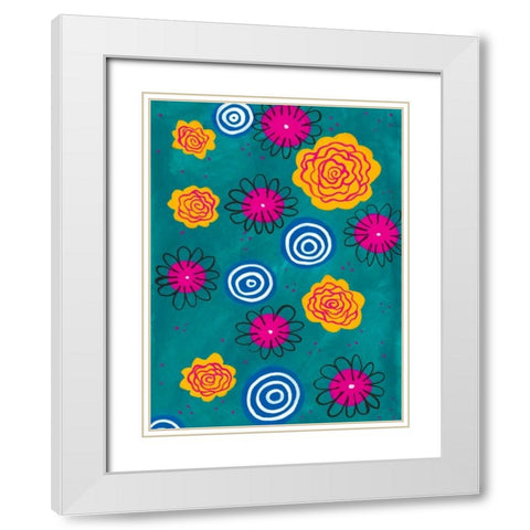 Flower Pop II White Modern Wood Framed Art Print with Double Matting by Moore, Regina