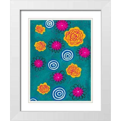 Flower Pop II White Modern Wood Framed Art Print with Double Matting by Moore, Regina