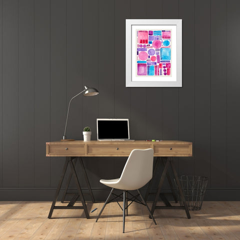 Mod Shapes I White Modern Wood Framed Art Print with Double Matting by Moore, Regina