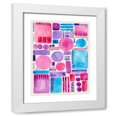 Mod Shapes I White Modern Wood Framed Art Print with Double Matting by Moore, Regina