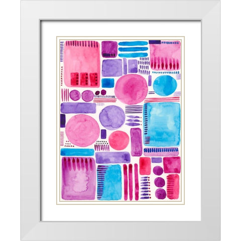 Mod Shapes I White Modern Wood Framed Art Print with Double Matting by Moore, Regina