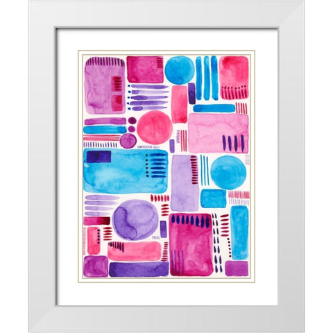Mod Shapes II White Modern Wood Framed Art Print with Double Matting by Moore, Regina
