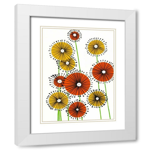 Flower Wheels I White Modern Wood Framed Art Print with Double Matting by Moore, Regina